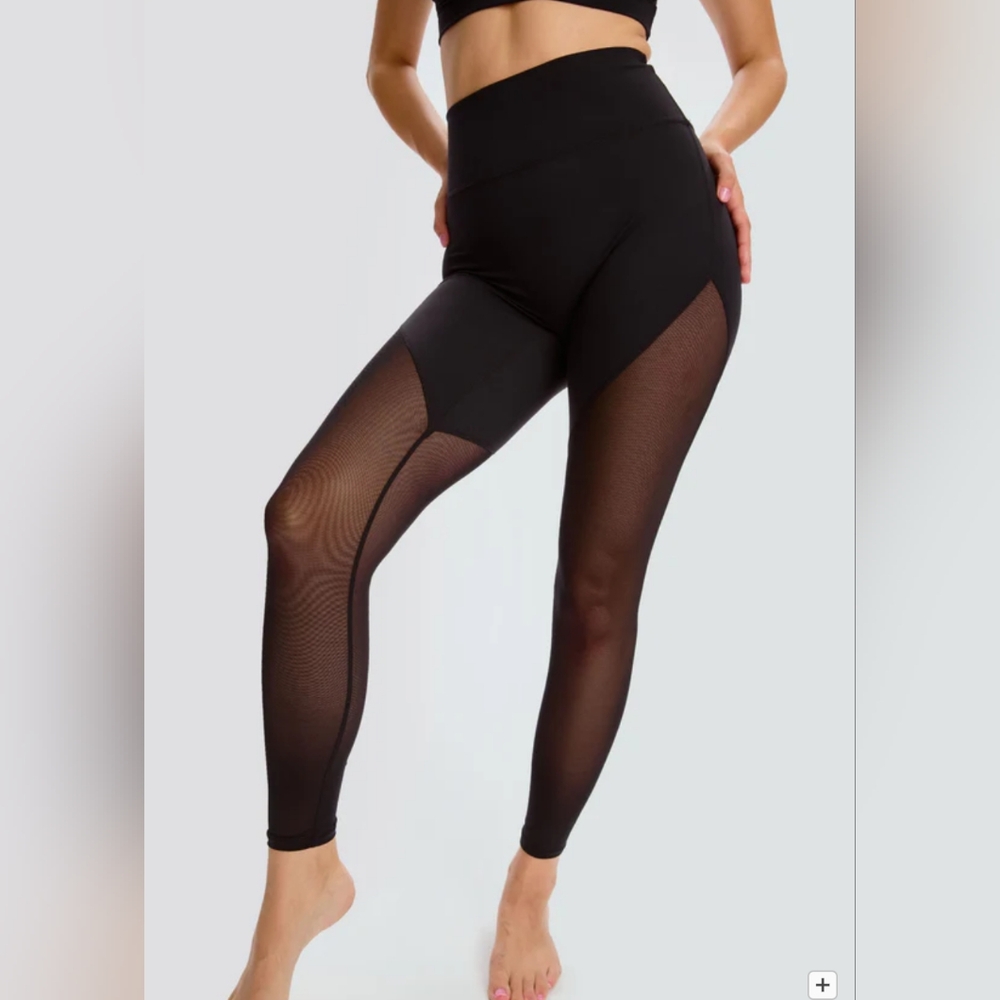 Black Mesh Panel Leggings